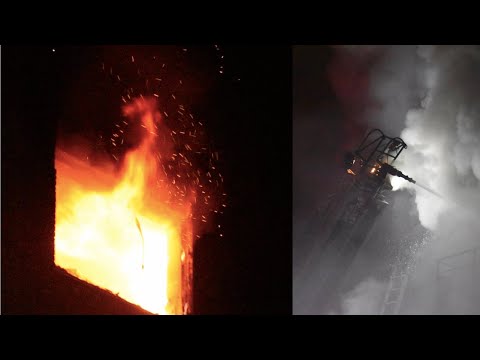 [HEAVY FIRE]  --EARLY ARRIVAL-- to Cambridge 4th Alarm (Box 64) Apartment BLAZE on Concord ave