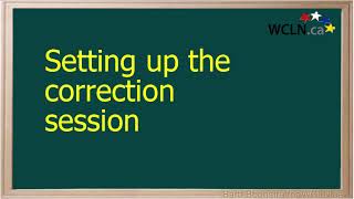 WCLN - Setting up the correction session