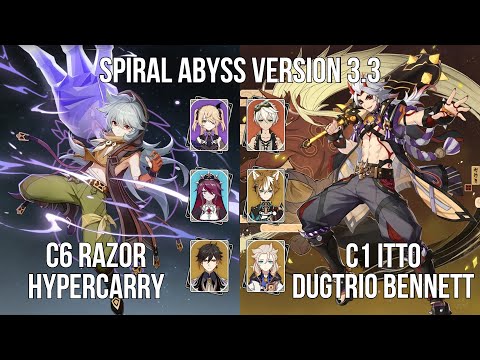 C6 Razor Hypercarry - C1 Itto Dugtrio Bennett | 3.3 Spiral Abyss Floor 12 | Genshin Impact