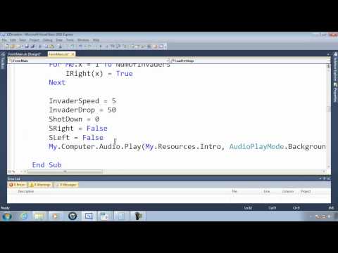 Visual Basic Express 2010 Tutorial 44 - Replaying The Game - EZInvaders Part 13 Video Game