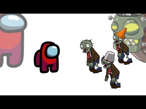 Mini Crewmate Kills 13 Plants vs Zombies Characters | Zombie Ver.