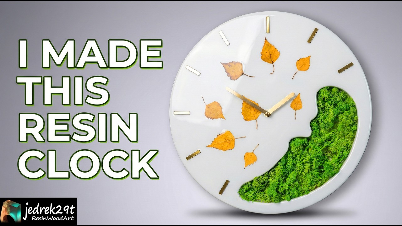 I Made a Nature-Inspired Epoxy Resin Clock with Real Moss & Leaves