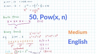 YouTube video 'LeetCode 50. Pow(x, n) Explanation and Solution'