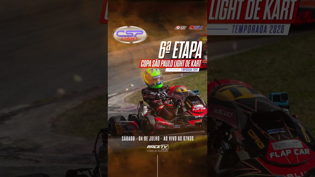 A 6ª Etapa da Copa São Paulo Light de Kart é nesse sabadão - ao vivo -, na tela do seu RACETV! 🚀