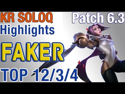 SKT T1 Faker - Fiora vs Quinn - S6 Kr LoL Ranked Highlights #45