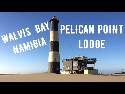Aerial video of Pelican Point Lodge near Walvis Bay in Namibia, southern Africa