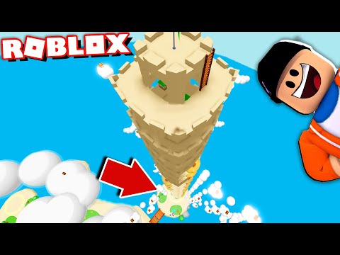 Building The Worlds TALLEST Sand Castle in Roblox! (don't look down...)