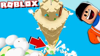 Building The Worlds TALLEST Sand Castle in Roblox! (don&#39;t look down...)