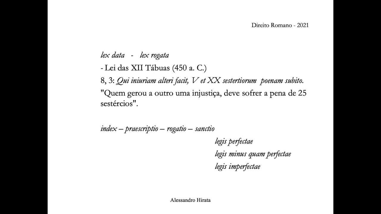 Prof. Alessandro Hirata - Direito Romano - Fontes do Direito