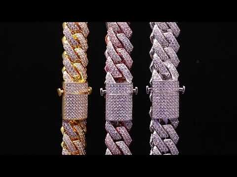 TRIPOD JEWELRY 15mm Full Iced Out Diamond Cuban Link Chain/Cuban Bracelet - Hip Hop 18K or W Reviews
