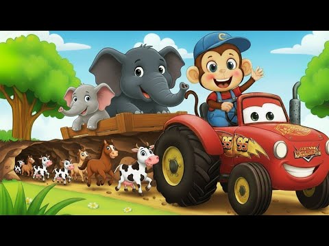 Monkey Funny | Cute Monkey Pipi Lifts a Heavy Tractor Wheel Like a Hero! | Monkey Cartoon