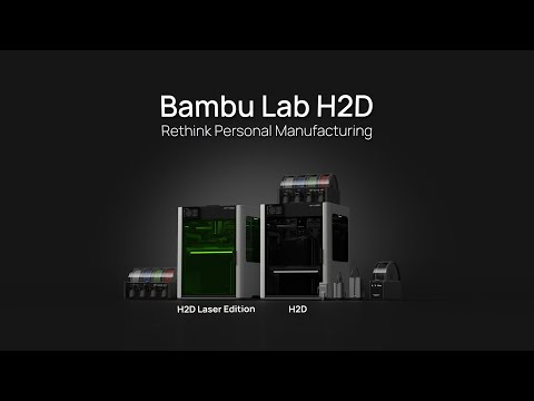 3D-принтер Bambu Lab H2D AMS2 Combo (PF003-D+SA007), 350*320*325mm, 1000mm/s, H350 , B120 , C65 , 5" IPS, USB, Wi-Fi, AMS2 PRO - фото 1 - id-p2651895536