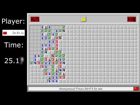 Minesweeper Expert World Record in 25.10 by Ze-en Ju (JZE)