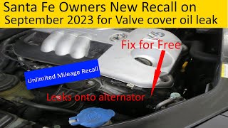 Santa Fe Oil Leaking on Alternator Recall Sept 2023