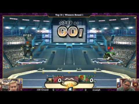 King James IV - 100 Grand (Marth) vs musigh (Captain Falcon, Ganondorf) - Top 16 Winners Round 1