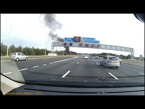 Car nearly explodes on motorway