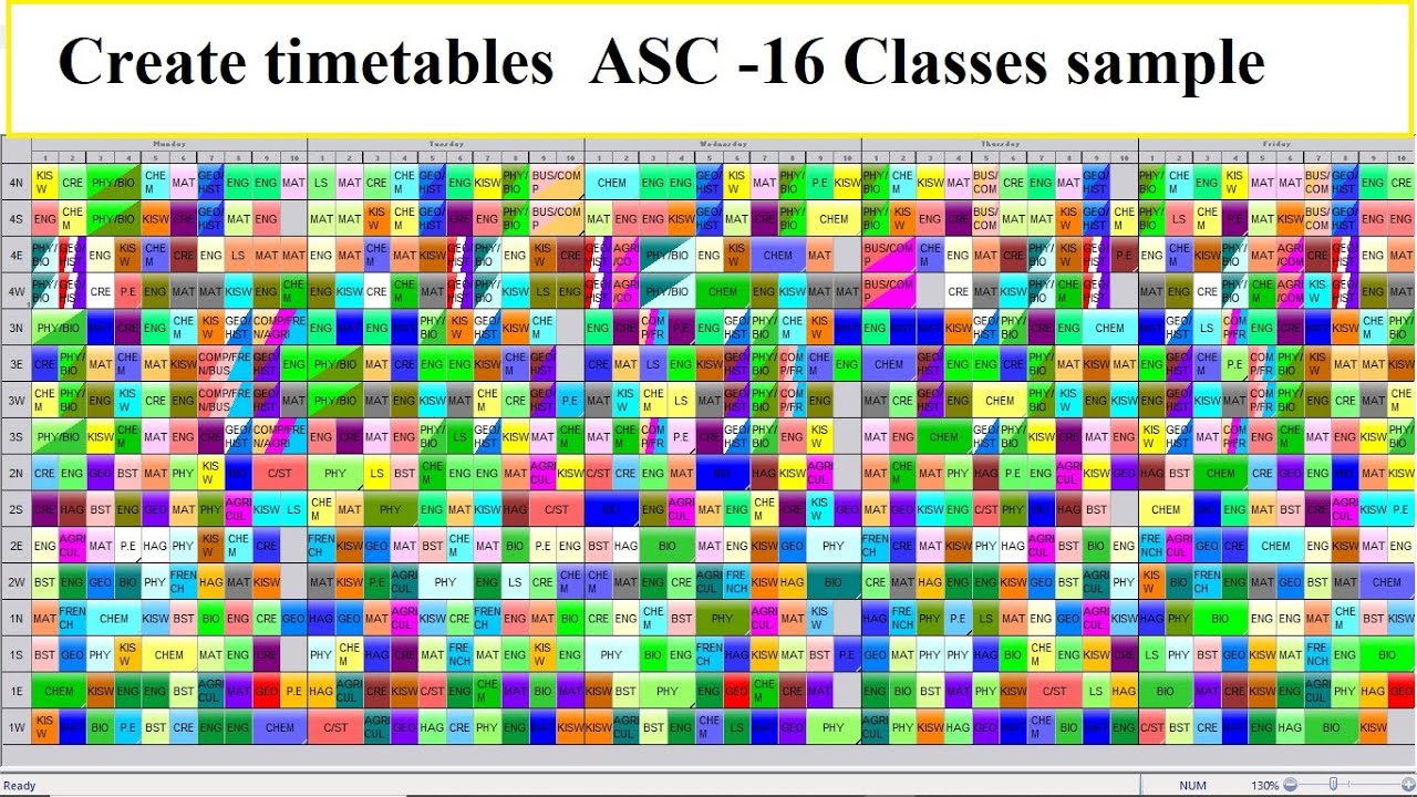 How to create timetables using ASC timetable  ENGLISH tutorial (16 Classes demonstration )