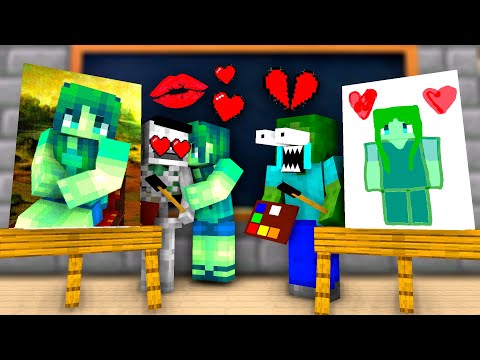 Craftronix - Monster School : DRAWING A GIRL Challenge - Minecraft Animation