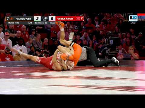 141lbs Sergio Vega (Oklahoma State) vs Brock Hardy (Nebraska)