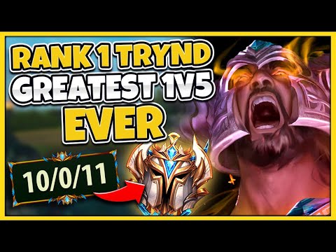 RANK 1 TRYNDAMERE HARDEST CARRY IN HISTORY! (CHALLENGER 1V5) TEAM FLAMING - League of Legends
