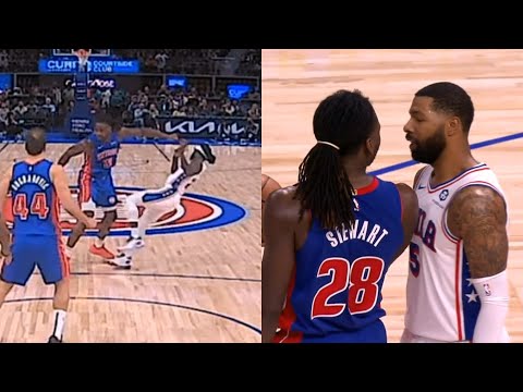 Isaiah Stewart ejected for hitting Pat Bev to the ground after Pat elbowed him