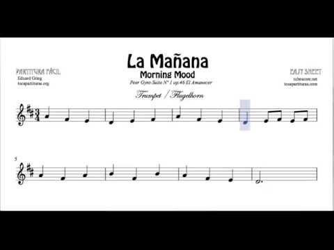 Morning Mood sheet music for trumpet and flugelhorn in b flat La Mañana Partitura de Trompeta