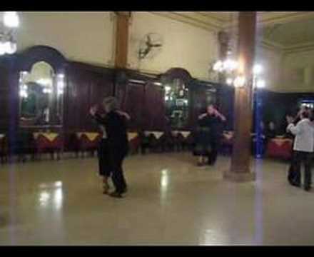  Alberto Dassieu  and  Maria Jose  are  dancing  to  the  tango  "  A Mis Companeros  "