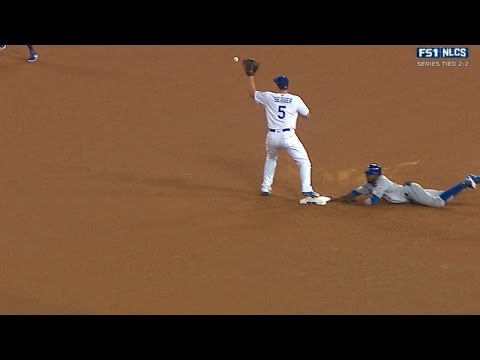 NLCS Gm5: Fowler slides into second before the throw