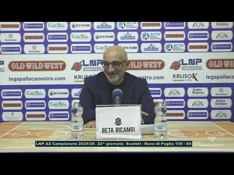Basket LNP Serie A2 Scafati vs Ruvo di Puglia 109 – 80 Coach Frank Vitucci  post gara