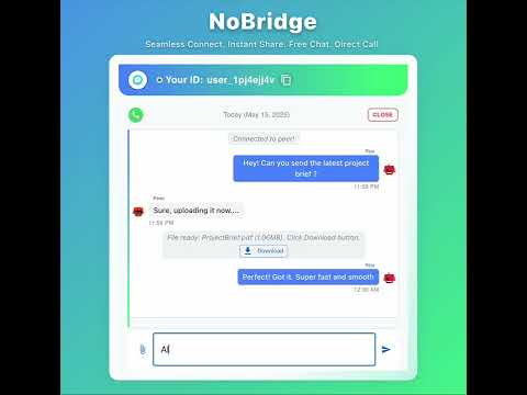 NoBridge – Seamless Peer-to-Peer File Sharing, Chat & Calls