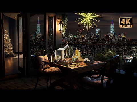New Year’s Eve Ambience in New York City 🗽 Fireworks, Skyline Views & Auld Lang Syne Music | 4K 🎆🥂