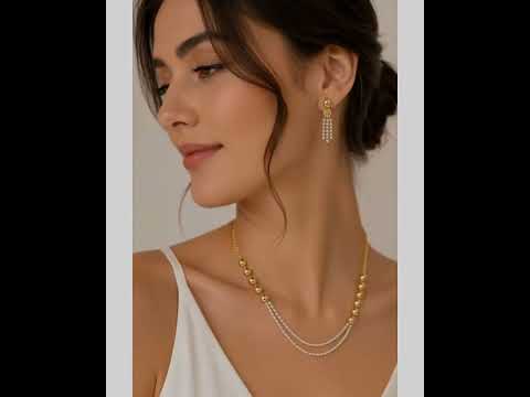 Exquisite Two-Layered Heart Motif Diamond Necklace Set with Matching Drop Earrings