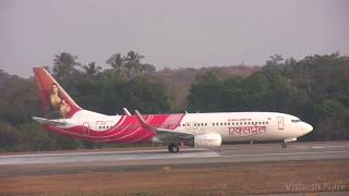 preview picture of video 'Air India Express making a 180° turn on runway 24 at Mangaluru International Airport'