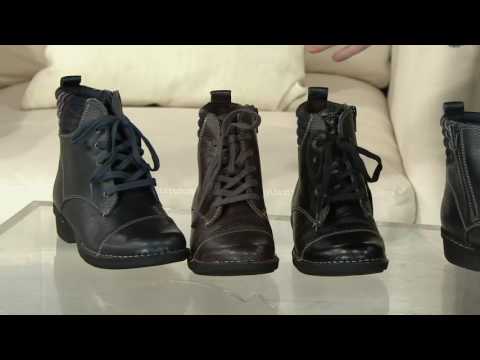 Clarks Leather Ankle Boots with Flannel Detail - Whistle Bea on QVC