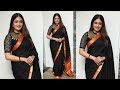 Meghana Raj In Black Saree Kannada Actress At Iruvudellava Bittu Kannada Movie Promo Release