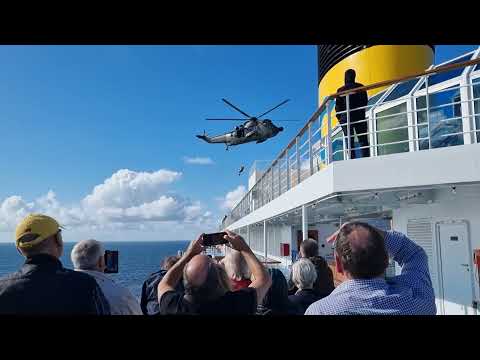 Helicopter medevac from a cruise ship by German coast guard helicopter