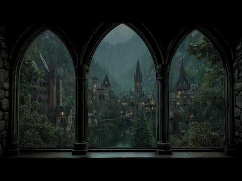 Rainy Night in the Castle Forest - Window Rain for Sleeping