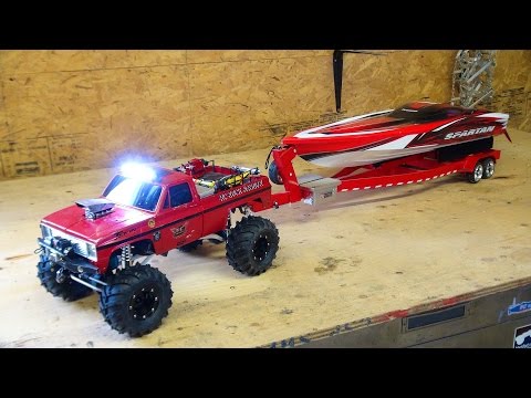 RC ADVENTURES - Beast 4x4 with a Cormier Boat Trailer - Traxxas Spartan Speed Boat in Tow!