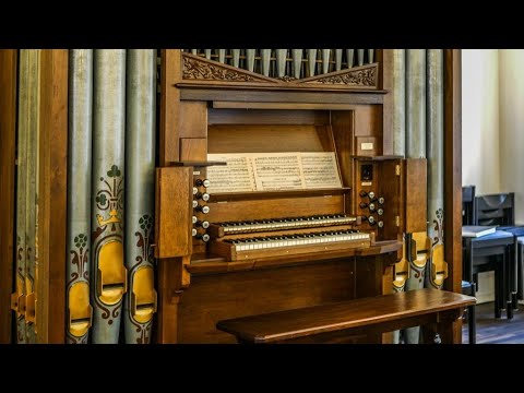 Marc Baumann an der historischen Jones Orgel/Bernhardkapelle Akademie Erbacher Hof des Bistums Mainz