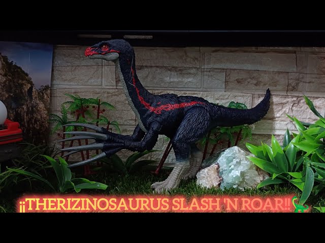 Vídeo relacionado con Mattel Jurassic World Teoría del Dinocaos Slash N Roar Tericinosaurio Figura de acción de dinosaurio de juguete con sonido y garras de ataque, juego digital, JCG17