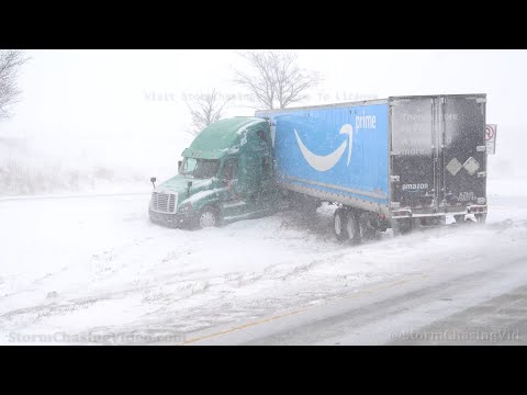 Numerous Jack Knifed Semi and Pileup Crashes, Champaign IL - 2/2/2022