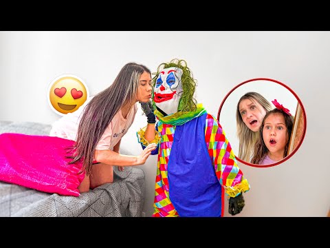 The clown kissed Larissa on the cheek!