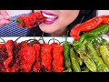 ASMR FRIED GREEN AND RED SHISHITO PEPPERS (NO TALKING) EATING SOUNDS | ASMR Phan