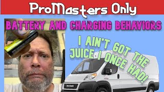 Ram Promaster Battery and Charging Behaviors. Basic diagnosis if it's not charging. Alternator. Fun!