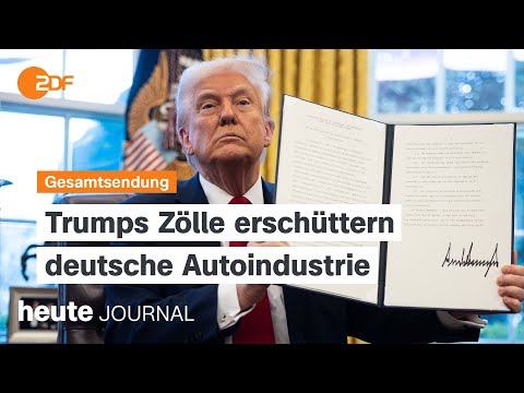 heute journal vom 27.03.2025 Autozölle, Milliardenverlust bei Deutscher Bahn, Handyverbot an Schulen