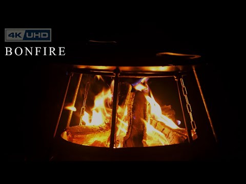 Crackling Fire at Night Dark Background Video Fireplace Sounds 🔥