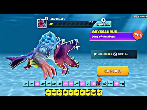Hungry Shark Evolution Abyssaurus-85% | All Sharks Unlocked & Abysshark Evolution To Abyssaurus