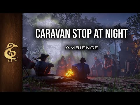 Caravan Stop At Night | Campfire, Chatter, Crickets, Immersive RPG Ambience | 3 Hours