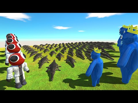 ( Machimosaurus Rex Challenge ) Growing Rainbow Friends Red vs Blue - Animal Revolt Battle Simulator