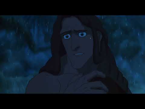 1999 Tarzan official trailer still — vine-surfing above the jungle canopy